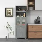 Bathroom Tall Storage Cabinet 4-Door Shelf Cupboard Pantry Cupboard 163CM