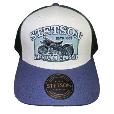 Stetson Hat American Classic Motorcycle Navy Blue Green Snapback Trucker OSFM