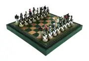 Napoleon In Russia: Handpainted Chess Set with Leatherette Chessboard + CHECKER