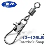 9KM Interlock Snap Rolling Swivel 50Pcs Stainless Steel Fishing Cross Lock Snaps