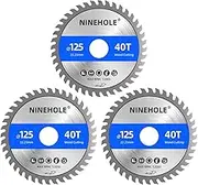 Pack of 3 Saw Blades 125 mm for Angle Grinder, Circular Saw Blade for Wood, Plywood, Laminate, Drywall, Plastic, Plastic (3 x 125 x 22.23 + 40T)