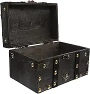 Foot Locker Wooden Jewelry Chest Retro Treasure Storage Box Vintage Trinket Box Antique Sundries Case Treasure Keepsake Bins with for Necklace Ring Earring Bracelet Red Trunk/461 (Color : Grey)