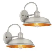 2-Pack Gooseneck Porch Lights, Farmhouse Outdoor Light Fixtures, Vintage White