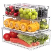 Fridge Food Storage Containers , Stackable Refrigerator Organiser with Lids for Kitchen Cabinet Pantry Organization (Set Of 7)