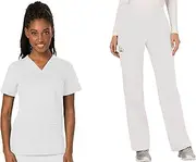 [Cherokee] Scrubs for Women V-Neck Top WW620 Mid Rise Straight Leg Pull-on Pants WW110