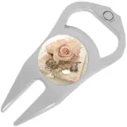 Pink Rose Vintage Key Golf Ball Marker Divot Repair Tool Bottle Opener