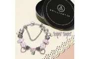 Dragonfly On Sakura Charms Bracelet & Stud Earrings Set
