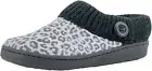 Clarks Scuff Grey Leopard Knit Slip On Rounded Closed Toe Slipper Mule