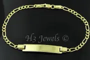 14k yellow gold kids baby ID bracelet figaro with LOBSTER clasp 2.1grams #2950