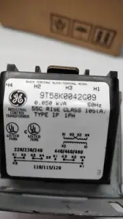 NEW GE .075 KVA INDUSTRIAL CONTROL TRANSFORMER 1Ø 480 VAC 9T58K0043G09