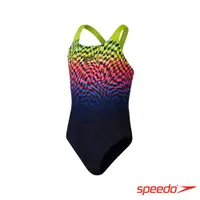 在飛比找PChome24h購物優惠-SPEEDO 女孩 運動連身泳裝Digital 黑/檸檬黃/
