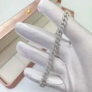10CT Round Lab Created Diamond Men's Cuban Link Bracelet 8" 14K White Gold Over
