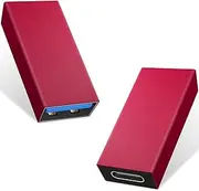 Duttek USB C Female to USB A Female Adapter, USB C Female to USB Female Adapter, USB C to USB 3.0 Adapter Compatible with laptops, Phone, Mp3 etc 2 Pack (Red)