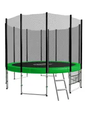 [Kahuna] 8ft Round Trampoline with Safety Net, Ladder and Basketball Set Green
