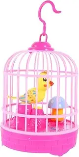 SUPVOX 1 Set Voice Activated Simulated Bird Cage with Light Sensor Music for Interactive Singing Bird with LED Effects Great Educational Present Random Color