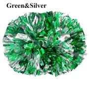 handle Cheerleader pompoms Dance Party Decorator Cheerleading Cheering Ball Club Sport Supplies green/silver