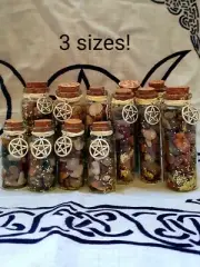 Wiccan Pagan gemstone filled with pentagram wish bottle, and a sparkle!