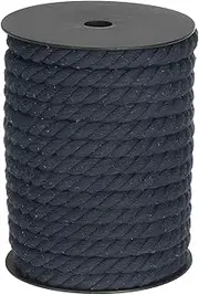 sourcing map Cotton Rope 3 Strand Twisted Braided Rope Cord, Navy Blue 23m/25 Yard 10mm Dia for Wall Hanging, Plant Hanger, Knitting, Macrame Knotting