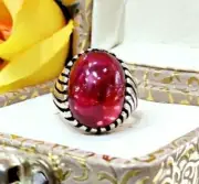 A+ Hot Big Natural Anari Ruby Stone Red Ruby Ring Unique Frame Ring Silver 925