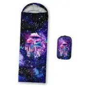 Sleeping Bags for Adults and Kids Single -31.5x90.5 Starry Purple Mushroom