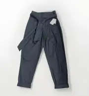 Anthropologie Cartonnier Kingsley Belted Pants Paperbag Black High Waist size 0