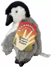 Folkmanis EMPEROR PENGUIN Puppet Plush Vinyl Beak Feet Full Body 12” Soft Toy
