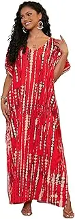 [Generic] Womens Plus Size Bathing Suit Cover Up Colorful Beach Kaftan Dress Long Bikini Cover Up Swimsuit Beachwear