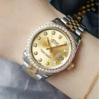 在飛比找蝦皮購物優惠-勞力士精選女士手錶勞力士原木型 18K 金原裝鑽石自動機械表