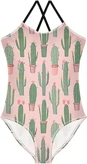 [RPLIFE] Potted Cactus Pink Toddler Girls Bathing Suits, Beach Swim Suits Kids, Girls Athletic Swimsuit