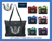 SHELL LAUREL MONOGRAM INITIAL TOTE PURSE TRAVEL VACATION LUGGAGE BEACH BAG ZIPS