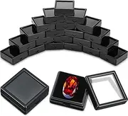 Kigley 30 Pcs Gemstone Display Box Jewelry Box Container with Clear Top Lids Bulk 1.57'' x 0.6'' for Gems Diamond Coins Gift Packing Ring Home Shop (Black)