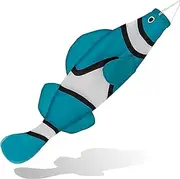 Madrona Brands Turquoise Clown Fish Windsock | Durable Outdoor Hanging Wind Decoration | Yard, Dock, Deck, Boat | 40-Inch