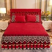 FSNEODYV Bedspread Set, Ruffled Bedspread Sheet, Ruffle Skirt Bedspread, Bed Skirt Bedspread, Bed Skirt King Size Wrap Around, Sheet Set with Bed Skirt Full(I,150x200CM/59x79in)