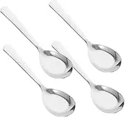 SHOWERORO 4 Pcs Stainless Steel Soup Spoons Kitchen Spoons for Serving Soup and Dinner Heavyweight for Family Meals and Dinner Parties