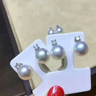DIY手工配件 S925純銀四爪單鉆王妃款耳釘耳環珍珠銀飾品空托女