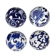 Blue & White 4 Decorator Balls - Decorative