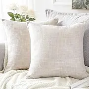 Artscope Cushion Covers Set of 2 Linen Decorative Square Pillowcases Pillow Covers 60x60cm for Home Decor Sofa Bedroom Car (Beige, 24x24)