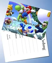 VSW 12 Invitation Cards & 12 Envelopes for Birthday Parties and Children's Birthday Super Mario No. 73