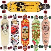 Maronad Longboard Skateboard Drop-Through Cruiser ABEC-11 Street Surfing Skating 104 x 24 cm, Modell Streetsurfer - Dripping Skull