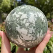 1.12kg 91mm Natural Moss Agate Sphere Quartz Crystal Ball Healing Decor
