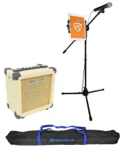 Rockville G-CHARGE 20 BEIGE Rechargeable Guitar Amplifier+Mic+Stand+Tablet Clip