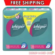 Whisper Wings Regular Flow Pads Menstruation Period Sanitary Napkins 40 Pack
