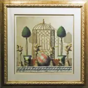 James Jensen The Aviary Original Pastel Paper Custom Framed Hand Signed
