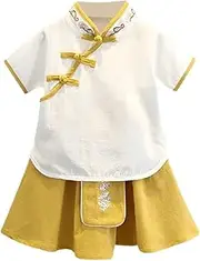 [MEIOOFIC] Boys' Hanfu Traditional Chinese Suit - Tang Style Kindergarten Performance Outfit for Spring, Summer & Autumn, Yellow & White