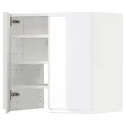 METOD wall cb f extr hood w shlf/door, white/Voxtorp high-gloss/white, 60x60 cm