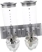 B Baosity Dry Food Double Cereal Dispenser Candy Dispenser Machine Can Decor Versatile Wall Mounted Canister for Birthday Pantry Gift, Silver