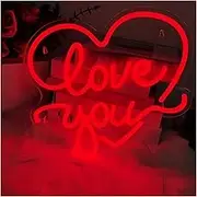 Sign Lamp Love Heart Neon Sign,Dimmable USB Powered LED Neon Lights For Birthday Party Decoration 35x30cm