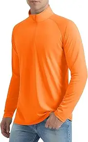 [KINSWT] Men's Long Sleeve Running Shirt Quarter Zip Pullover Rash Guard Athletic Moisture Wicking Quick Dry Workout Shirts