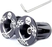 MUQZI Aluminium Bike Handlebar Ends Caps - Black Skull, Suitable for Most Bicycles: Road, Mountain, BMX, MTB, Fixie