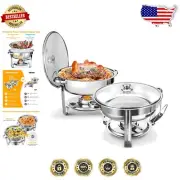 Luxury Buffet Warmer Set - 2 Pack Stainless Steel Chafing Dishes with Lid